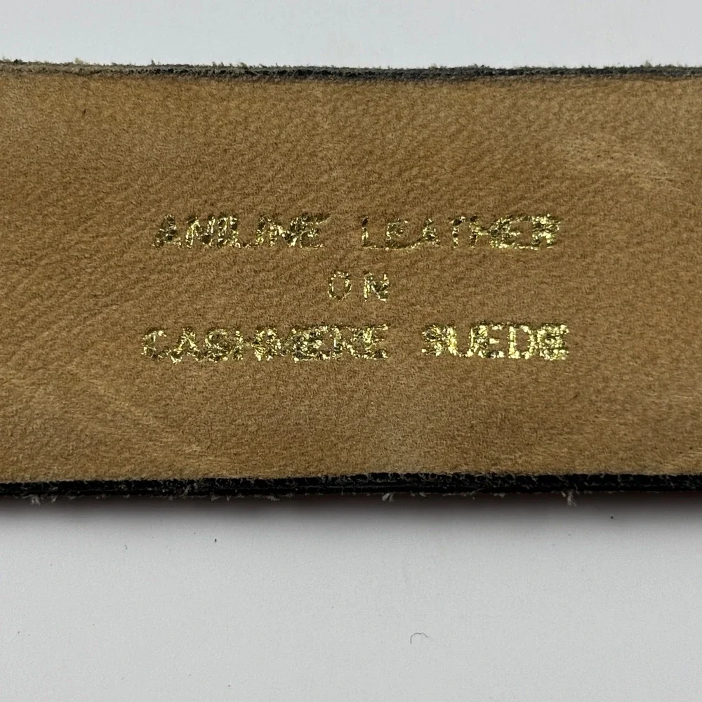Leather Belt Mens 36 Brown Aniline Cashmere Suede Colombia Classic Minimalist